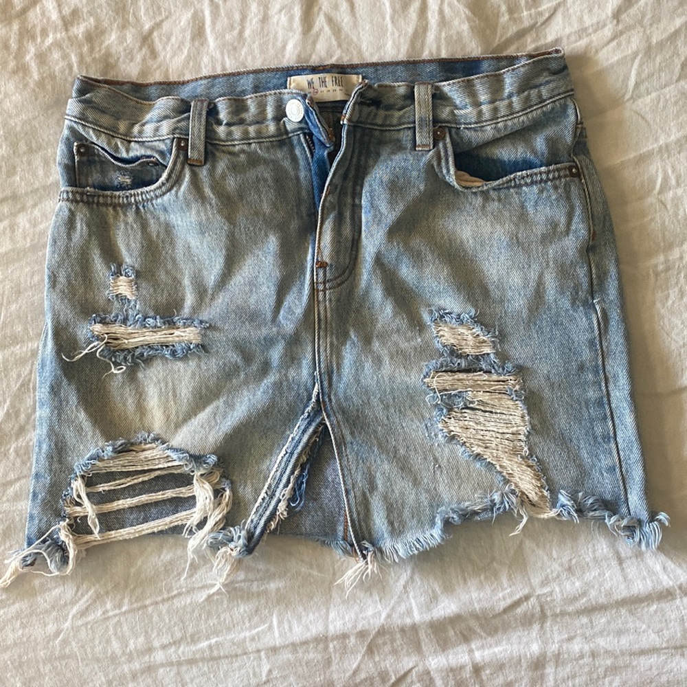 Free people jean mini skirt